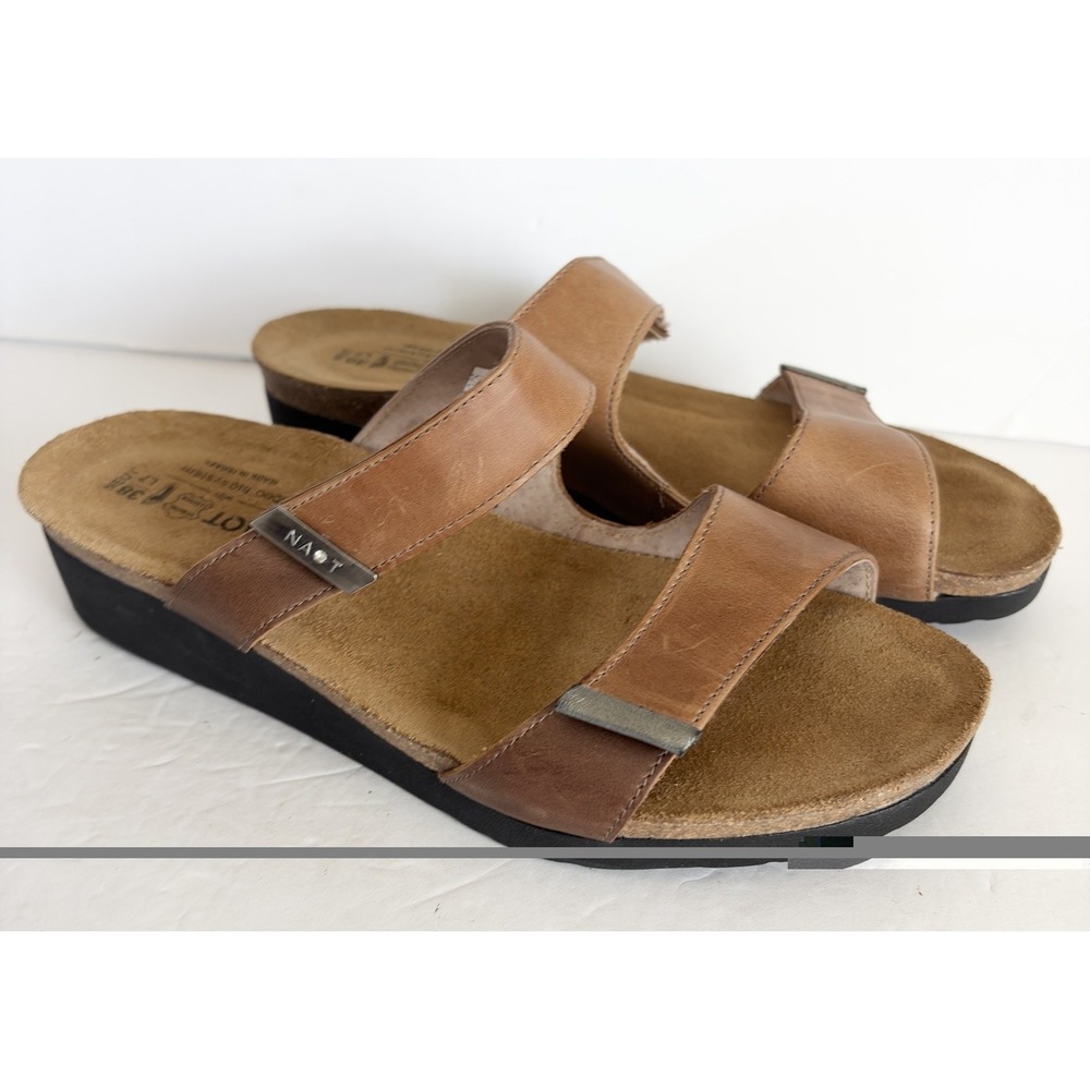 Naot Jacey 7305 Women 38 US 7-7.5 Brown Leather Wedge Comfort Sandals Israel